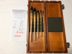 Hand Made French Watercolor Brush Setof 5 in Wooden Case